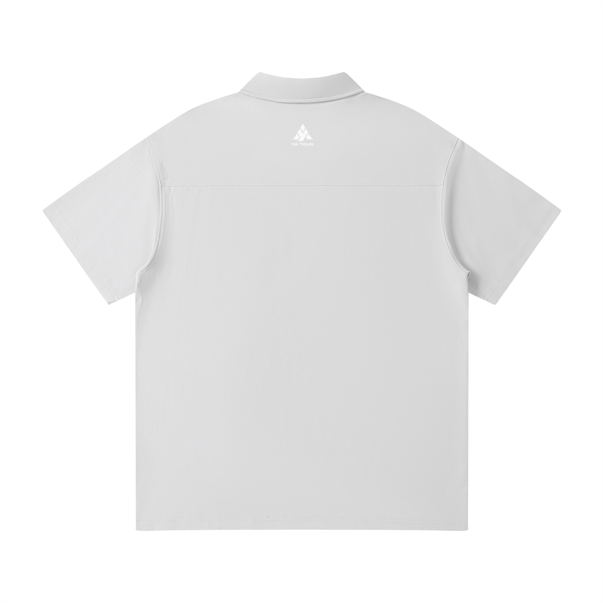 YA TOUR Unisex Quarter-Zip Polo Shirt – Gray, back flat lay with YA TOUR logo on upper back