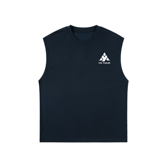 YA TOUR Quick-Dry Kids' Tank Top – Black, front view with YA TOUR logo