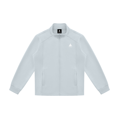 YA TOUR Unisex Stand Collar Track Jacket – Light Blue, front flat lay showing stand collar, full-zip closure and slash pockets