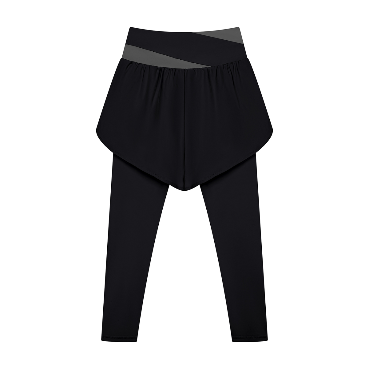 YA TOUR Women's Paneled High Waisted Shorts – Black with Dark Gray, back view