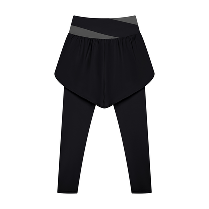 YA TOUR Women's Paneled High Waisted Shorts – Black with Dark Gray, back view