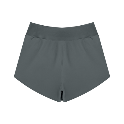 YA TOUR Women's High Rise Shorts dark gray — back view showing clean silhouette and high waist construction