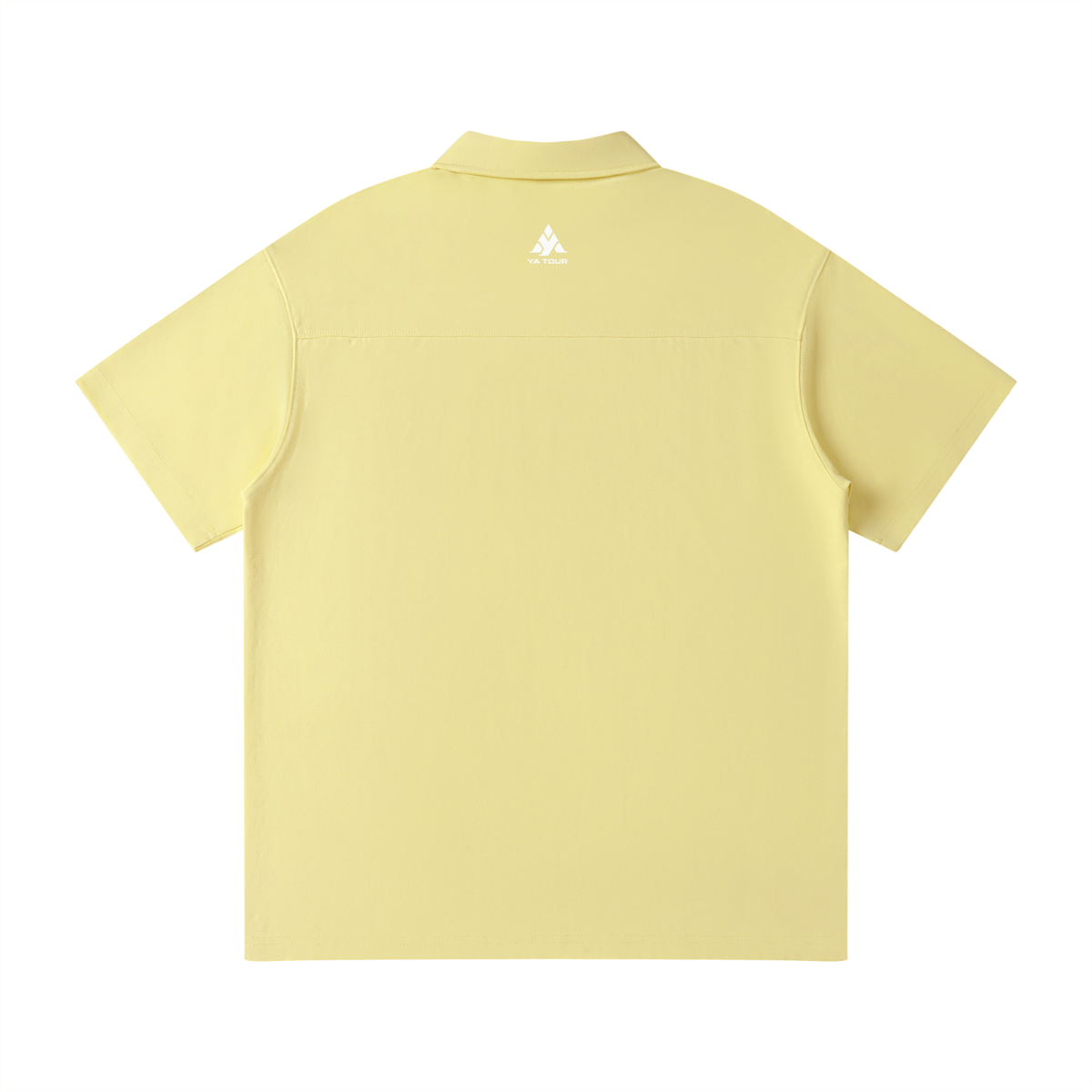 YA TOUR Unisex Quarter-Zip Polo Shirt – Light Yellow, back flat lay with YA TOUR logo on upper back