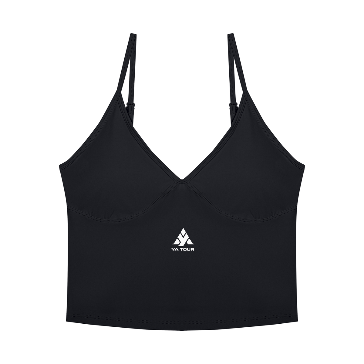 YA TOUR Women's Tennis Top – Black, front view with logo