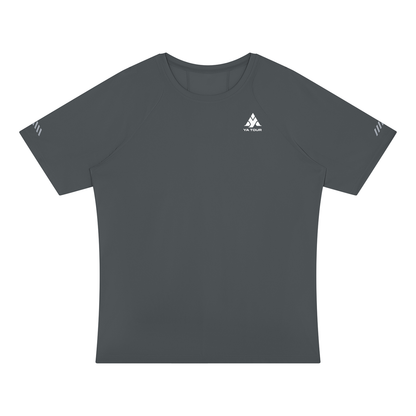 YA TOUR Men's Reflective Raglan T-Shirt – Dark Gray, front view with logo