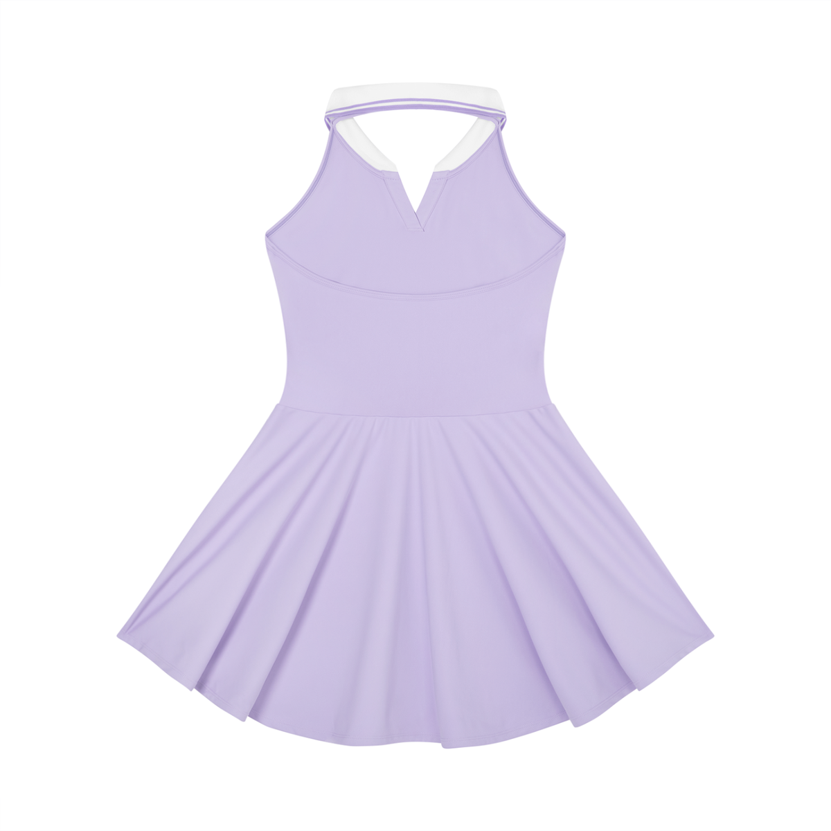 YA TOUR Women's Collared Halter A-Line Tennis Dress purple — back view showing halter strap and open back design