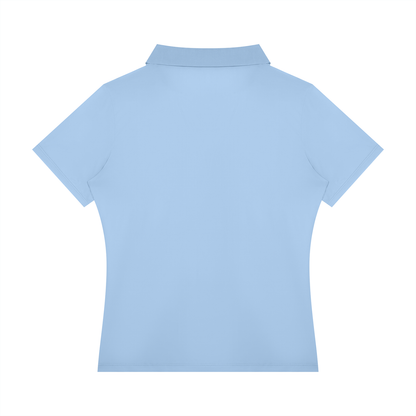 YA TOUR Women's Color Block Polo Shirt sky blue — back view showing clean silhouette and polo collar