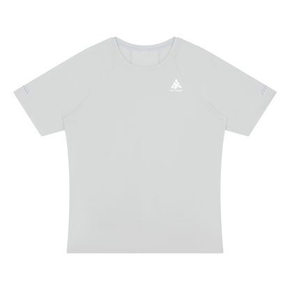 YA TOUR Men's Reflective Raglan T-Shirt – Light Gray, front view with logo
