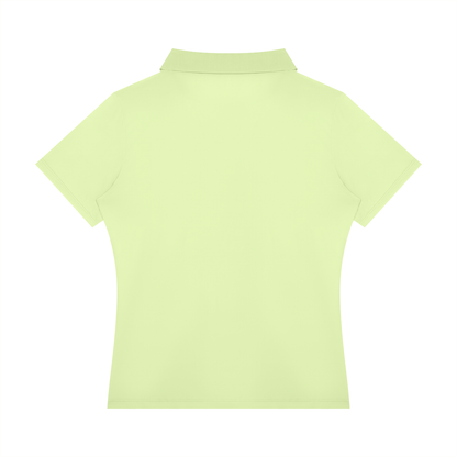 YA TOUR Women's Color Block Polo Shirt lime yellow — back view showing clean silhouette and polo collar