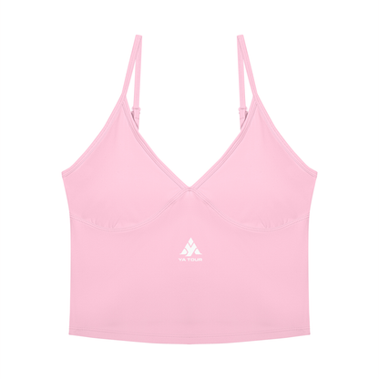 YA TOUR Women's Tennis Top – Pink, front view with logo