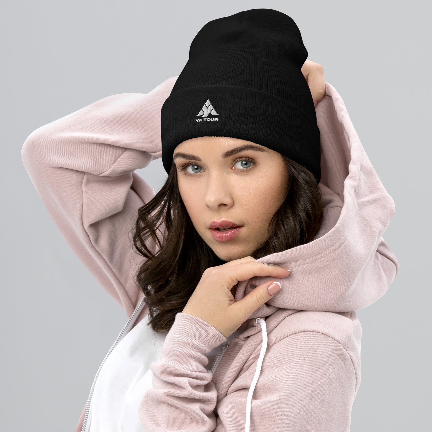 YA TOUR Cuffed Beanie black front view 5