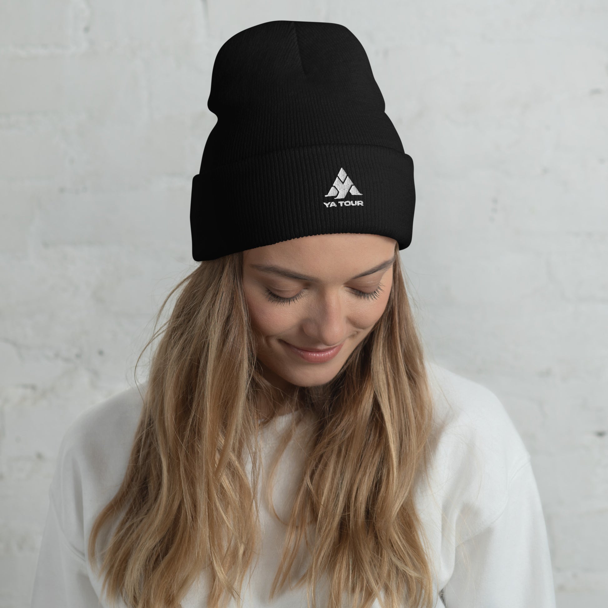 YA TOUR Cuffed Beanie black front view 2