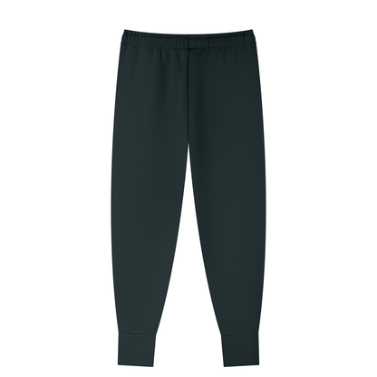 YA TOUR Men's Tapered Leg Drawstring Joggers Black — detail view, tapered polyester joggers
