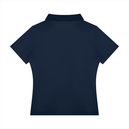 YA TOUR Women's Color Block Polo Shirt navy blue — back view showing clean silhouette and polo collar