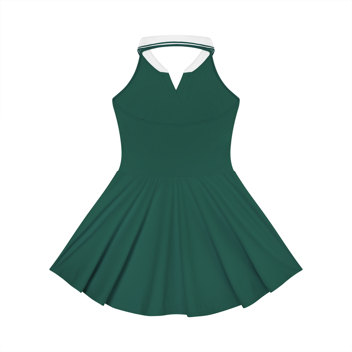 YA TOUR Women's Collared Halter A-Line Tennis Dress blackish green — back view showing halter strap and open back design
