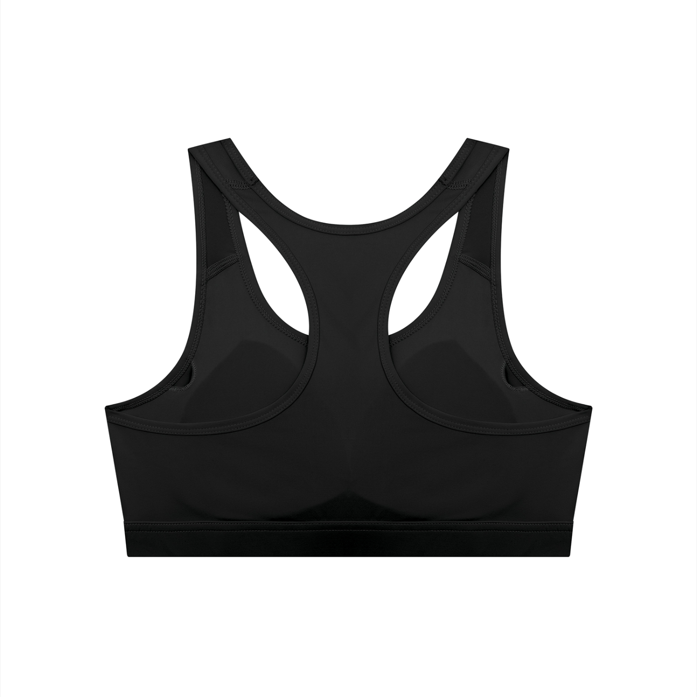 YA TOUR Women's Cropped Sports Bra in Black — detail view, lightweight performance fabric