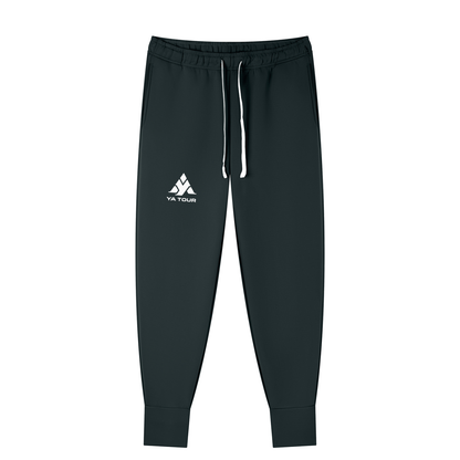 YA TOUR Men's Tapered Leg Drawstring Joggers Black — front view, athletic training pants