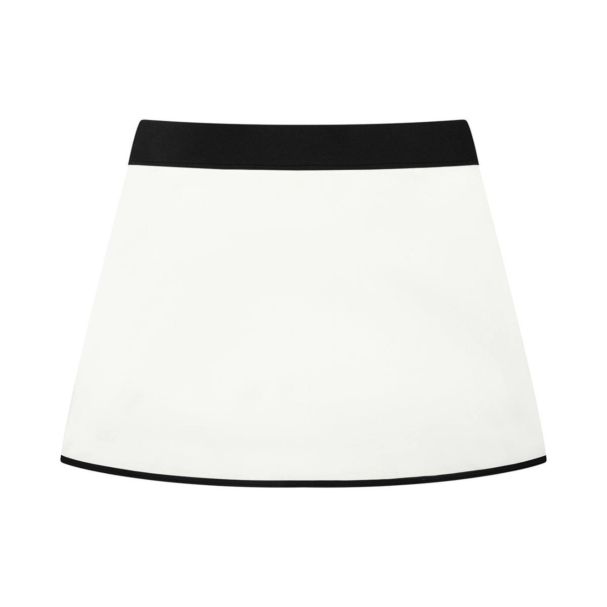 YA TOUR Women's Color Block A-Line Skort white and black — back view showing black contrast hem trim and clean silhouette