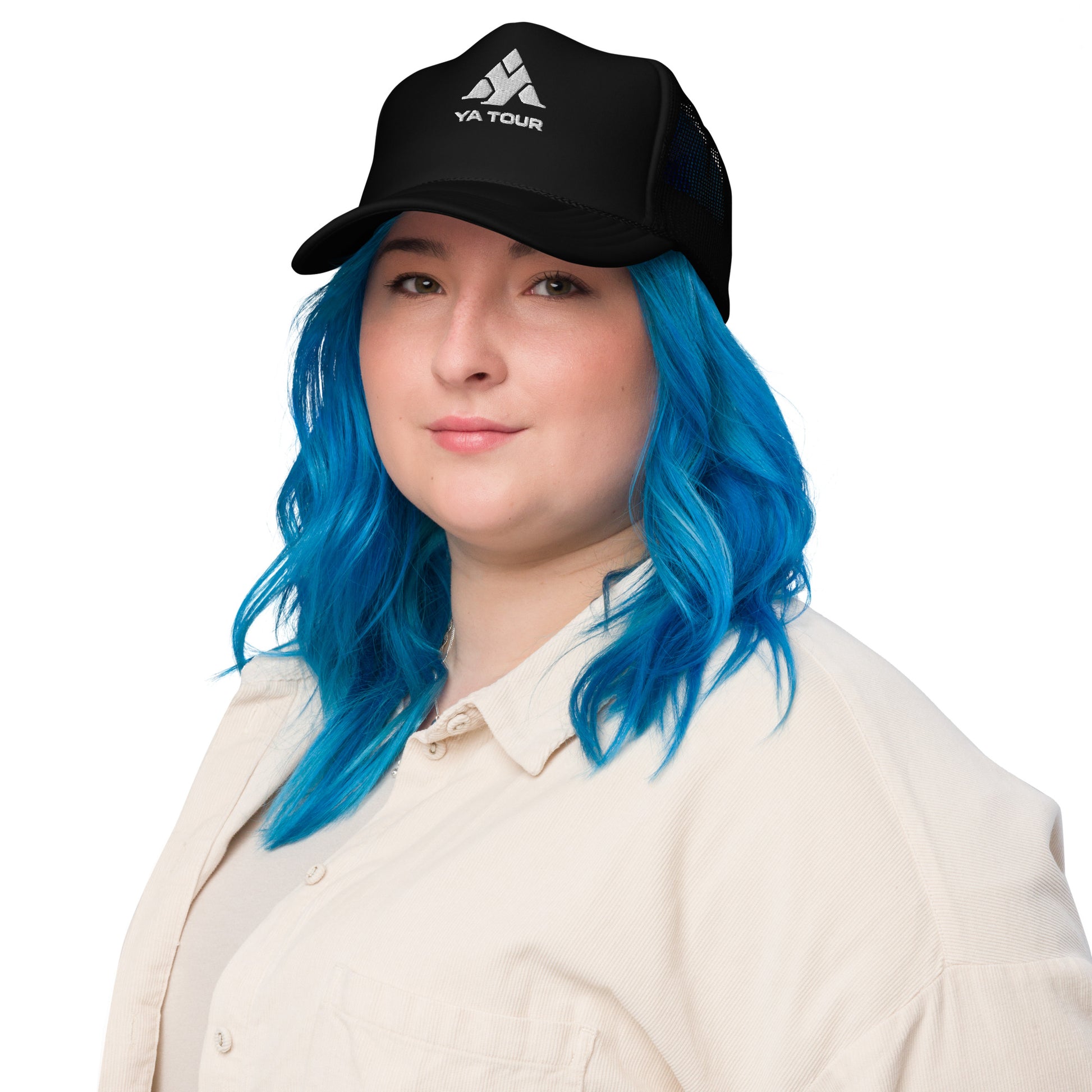 YA TOUR Foam Trucker Hat black front view