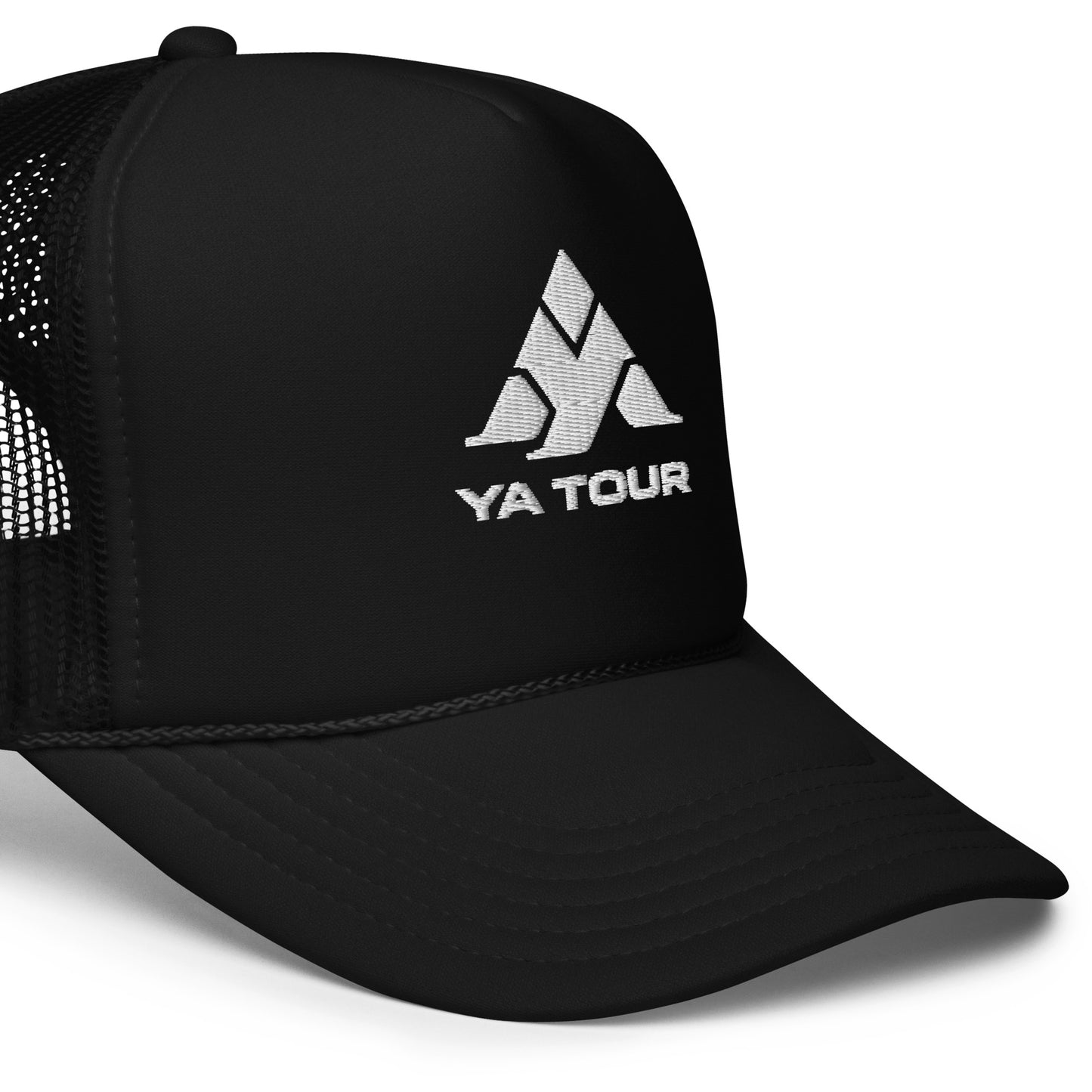 YA TOUR Foam Trucker Hat black logo detail