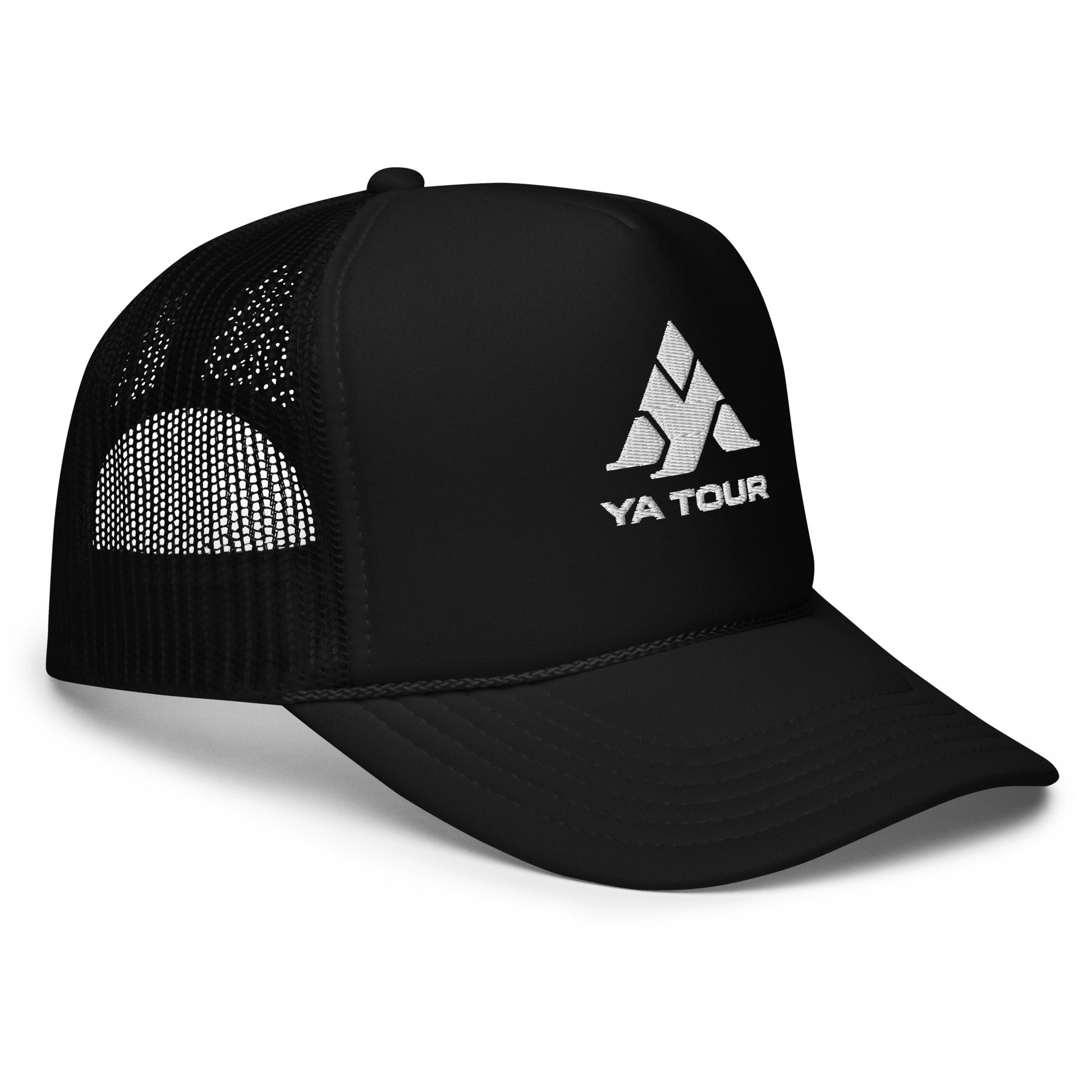 YA TOUR Foam Trucker Hat black right front view