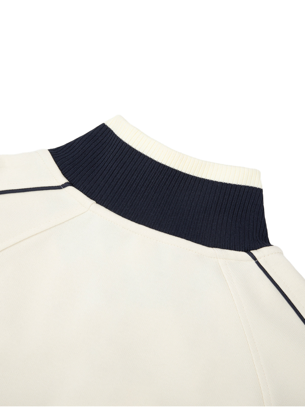 YA TOUR Color Block Raglan Sleeve Zip Track Jacket — close-up of contrast collar and zip detail 2