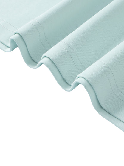 YA TOUR Unisex Quarter-Zip Polo Shirt – Light Blue, hem close-up showing cotton-spandex blend fabric and stitching detail