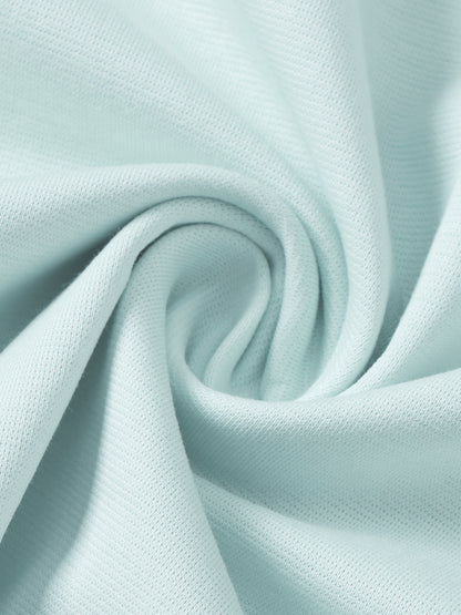 YA TOUR Unisex Quarter-Zip Polo Shirt – Light Blue, close-up of cotton-spandex blend fabric texture showing softness and breathability