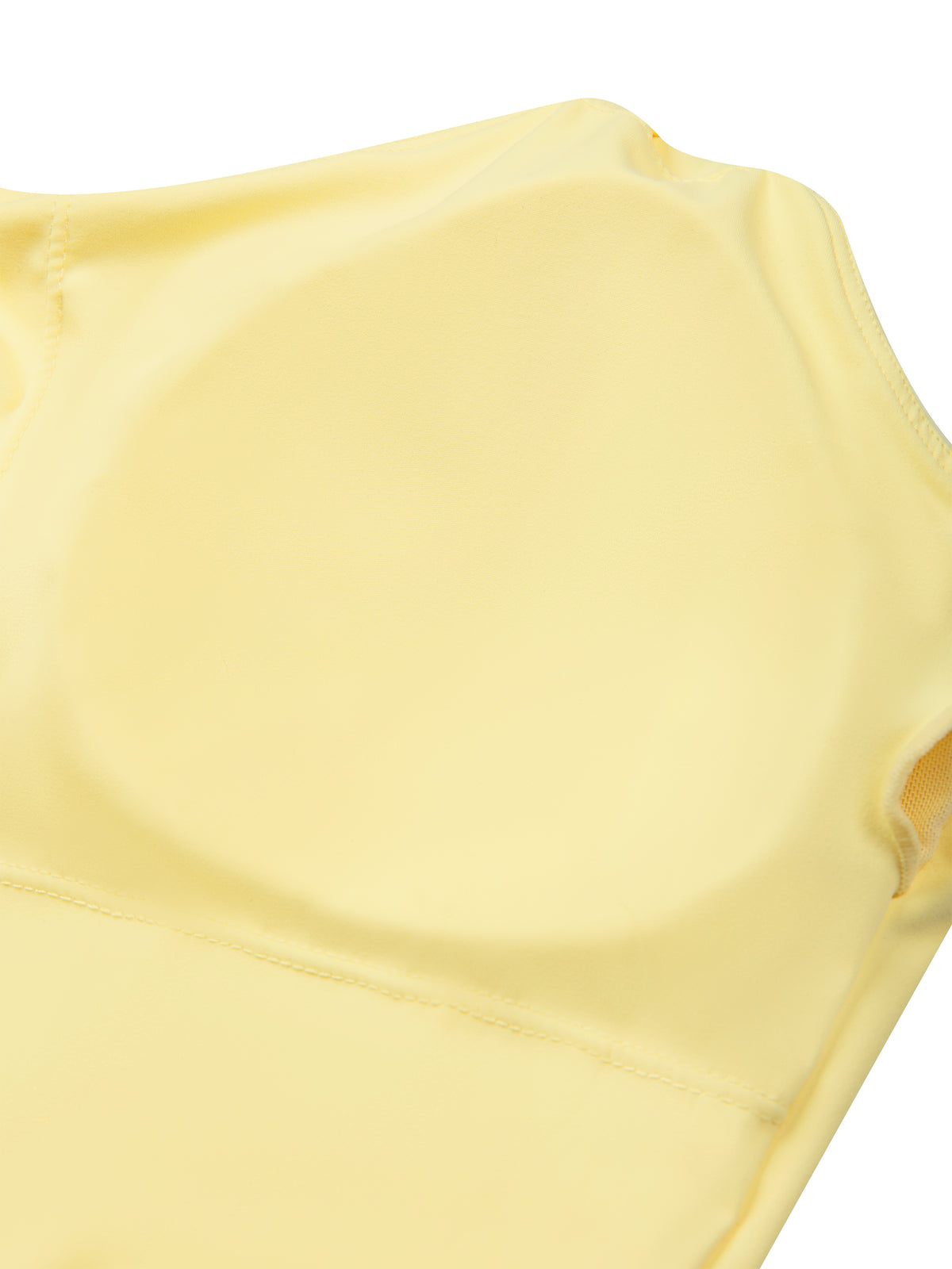 YA TOUR Women's Open-Back Tennis Dress – Yellow, close-up of built-in cup bra interior detail