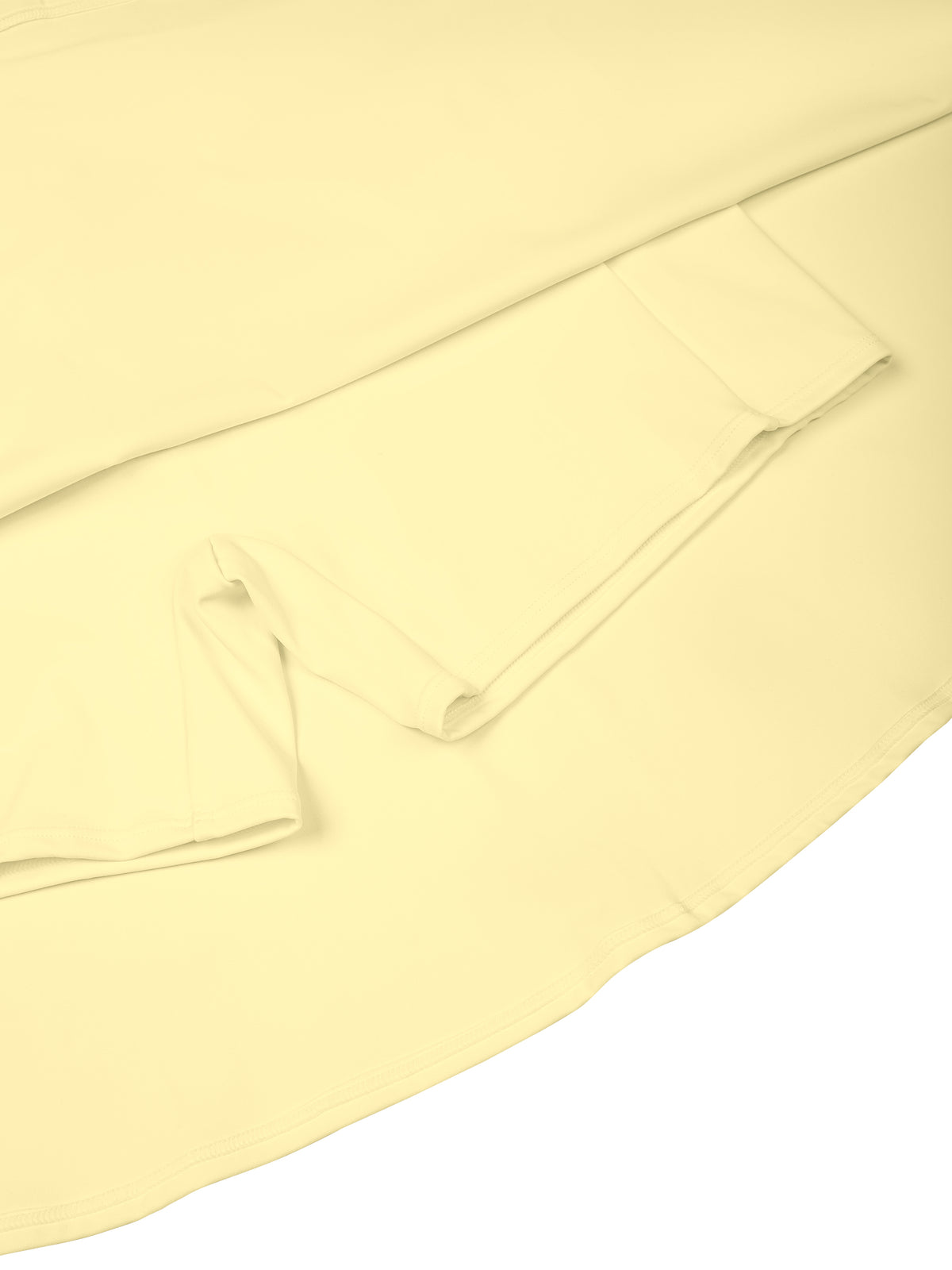 YA TOUR Women's Color Block A-Line Skirt – Light Yellow, close-up of built-in internal shorts and polyamide-elastane fabric construction