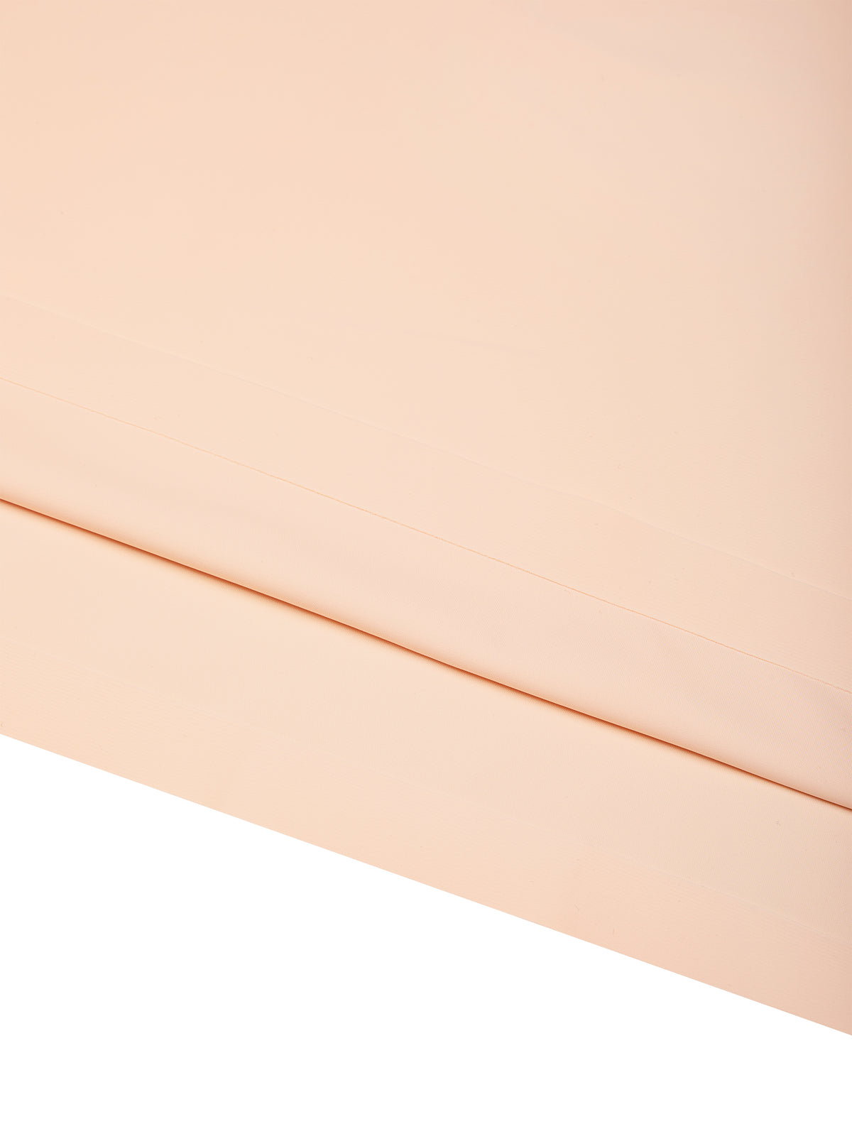 YA TOUR Men's Lightweight Performance T-Shirt – Peach/Apricot, close-up of straight hem showing double-stitch construction and clean finish 