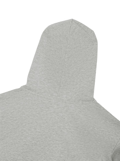 YA TOUR Women's Cropped Lace-Panel Hoodie – Light Gray, close-up of structured hood showing paneled construction and clean seam at the top