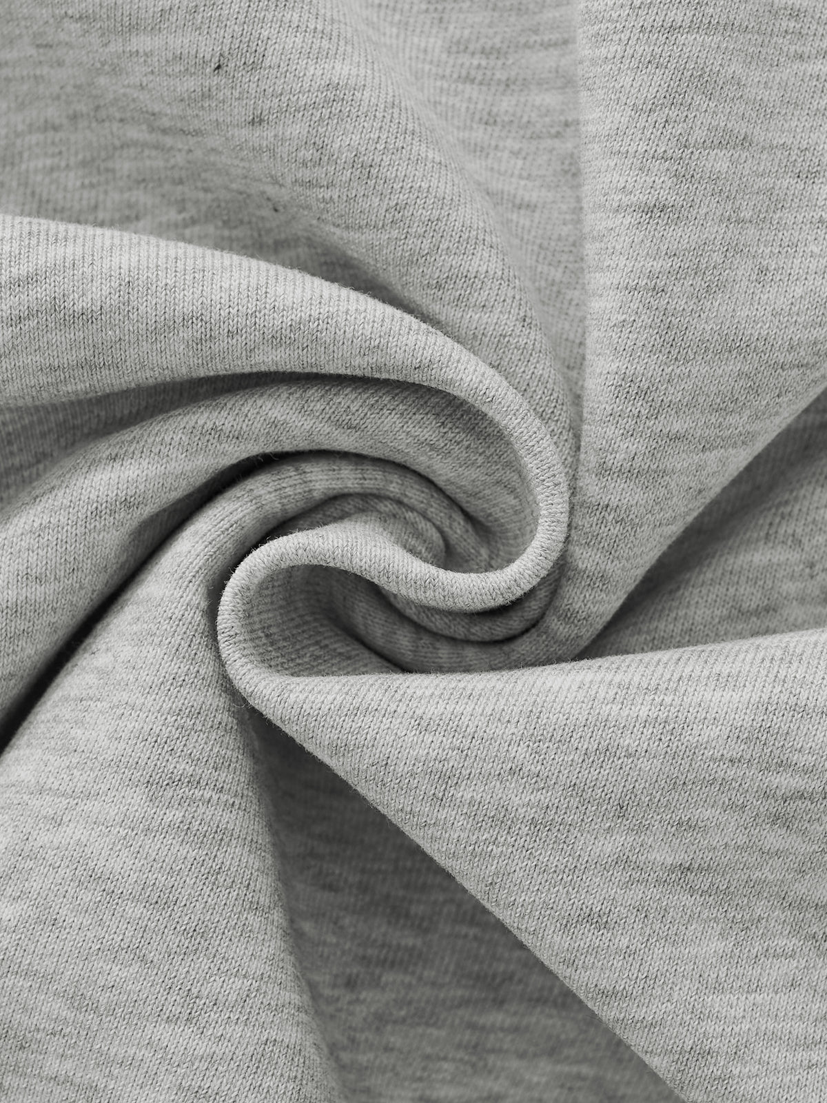 YA TOUR Women's Cropped Lace-Panel Hoodie – Light Gray, macro close-up of 85% cotton 15% polyester fabric showing soft mid-weight knit texture and drape