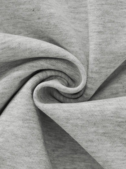 YA TOUR Women's Cropped Lace-Panel Hoodie – Light Gray, macro close-up of 85% cotton 15% polyester fabric showing soft mid-weight knit texture and drape