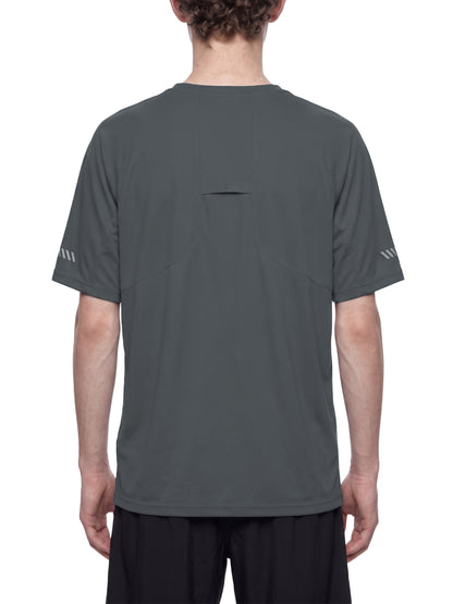 YA TOUR Men's Reflective Raglan T-Shirt – Dark Gray, back view on model