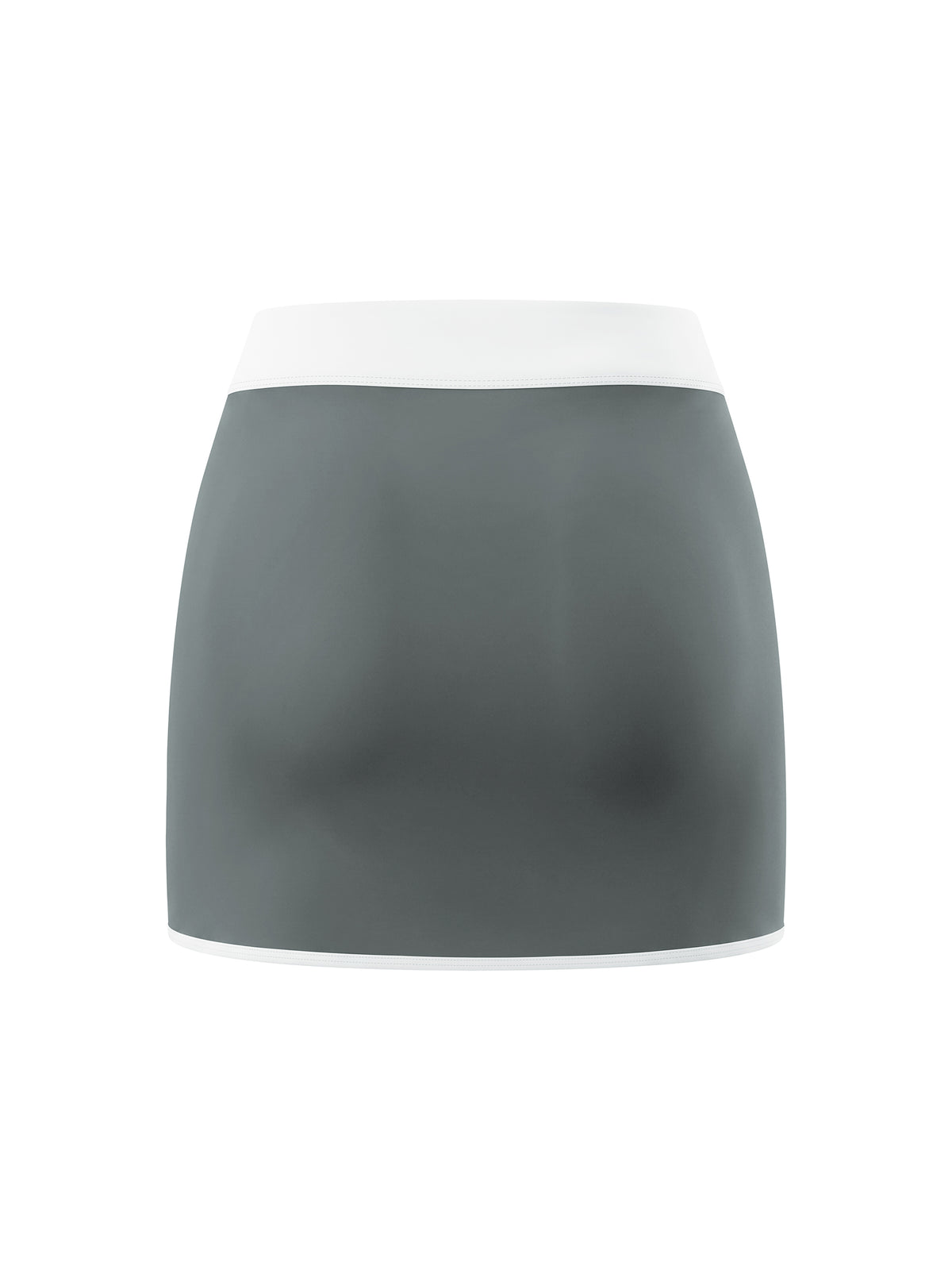 YA TOUR Women's Color Block A-Line Skort dark gray and white — back view showing white contrast hem trim and clean silhouette