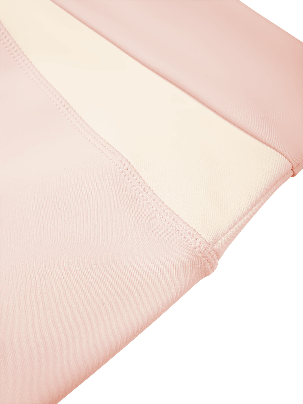 YA TOUR Women's Color Block Tennis Leggings – Light Pink with Apricot, close-up of color block waistband construction and high-waist fit detail