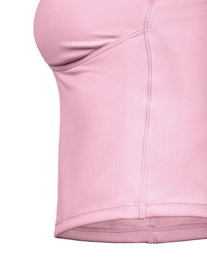 YA TOUR Women's Tennis Top – Pink, fabric and side seam detail