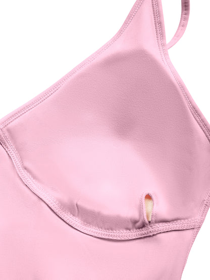 YA TOUR Women's Tennis Top – Pink, built-in cup bra interior detail