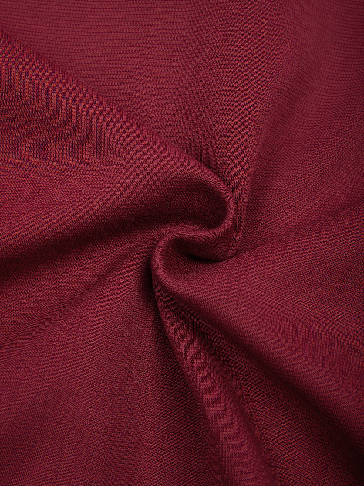YA TOUR Drop Shoulder Full Zip Hoodie – Burgundy, close-up of fleece fabric texture showing soft heavyweight construction and rich color