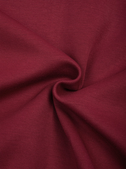 YA TOUR Drop Shoulder Full Zip Hoodie – Burgundy, close-up of fleece fabric texture showing soft heavyweight construction and rich color
