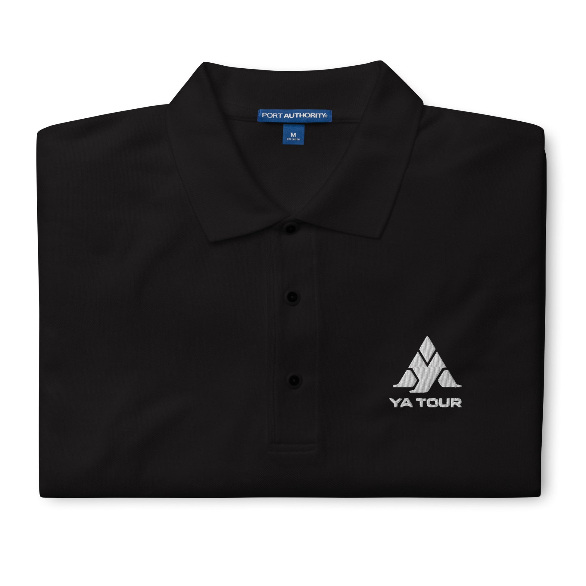 YA TOUR Men's Premium Polo black collar detail