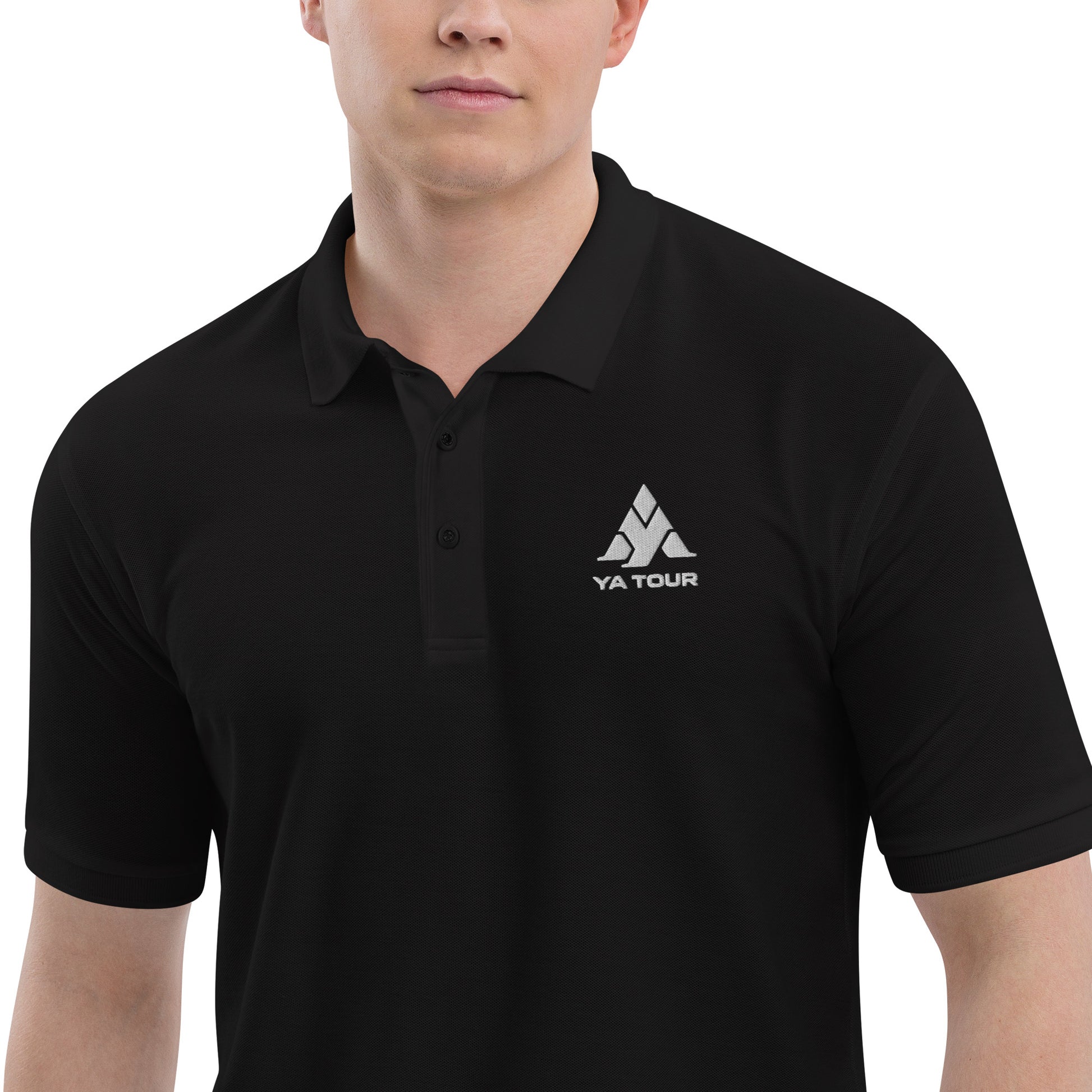 YA TOUR Men's Premium Polo black front view 3