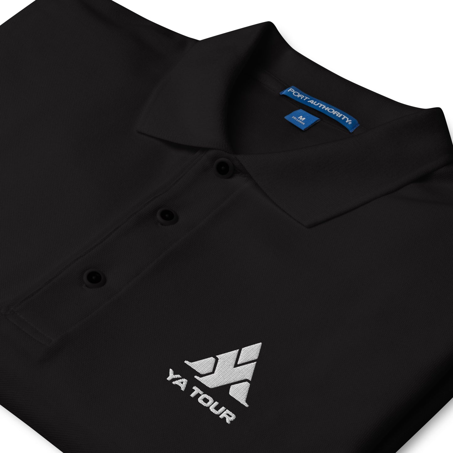 YA TOUR Men's Premium Polo black collar detail