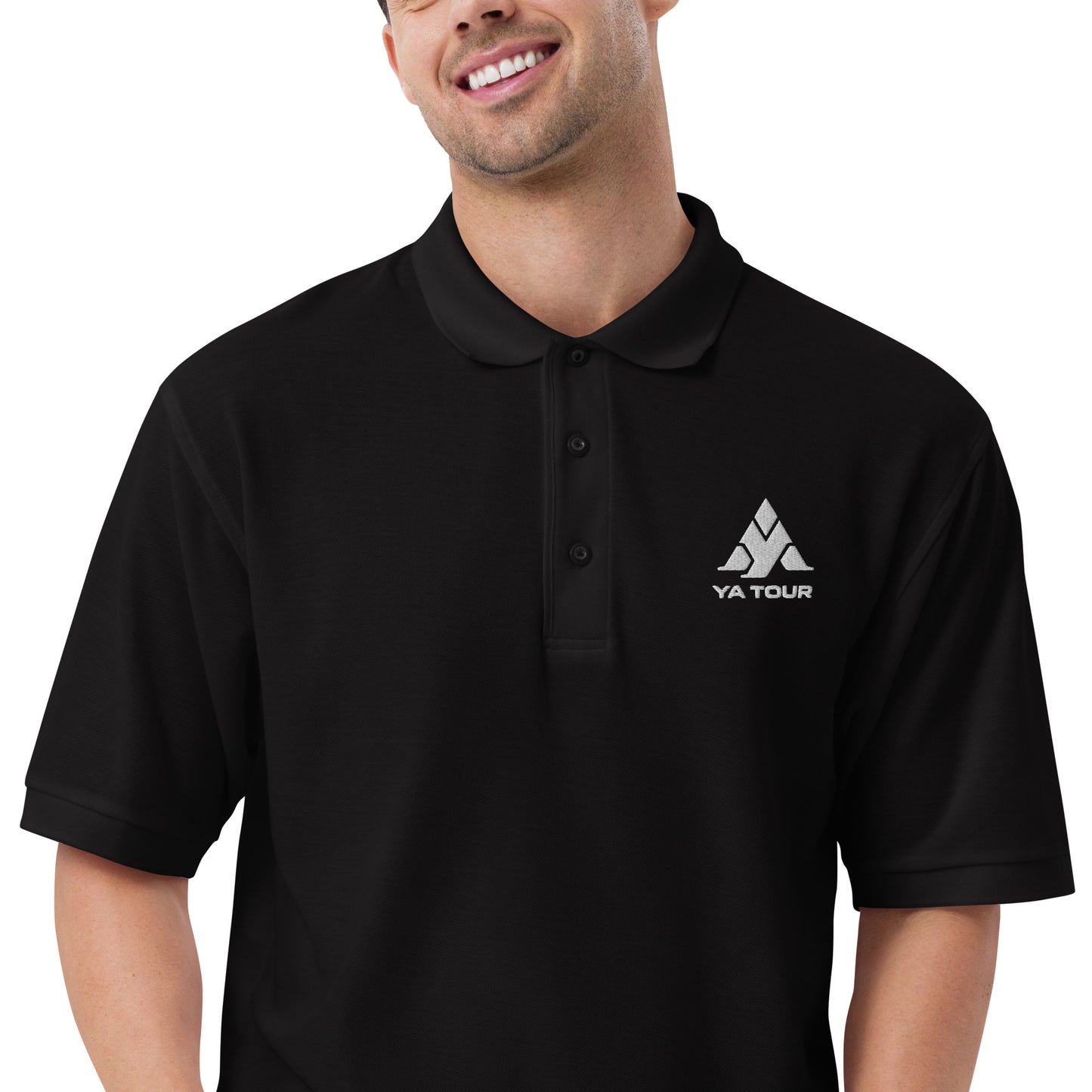 YA TOUR Men's Premium Polo black front view 4