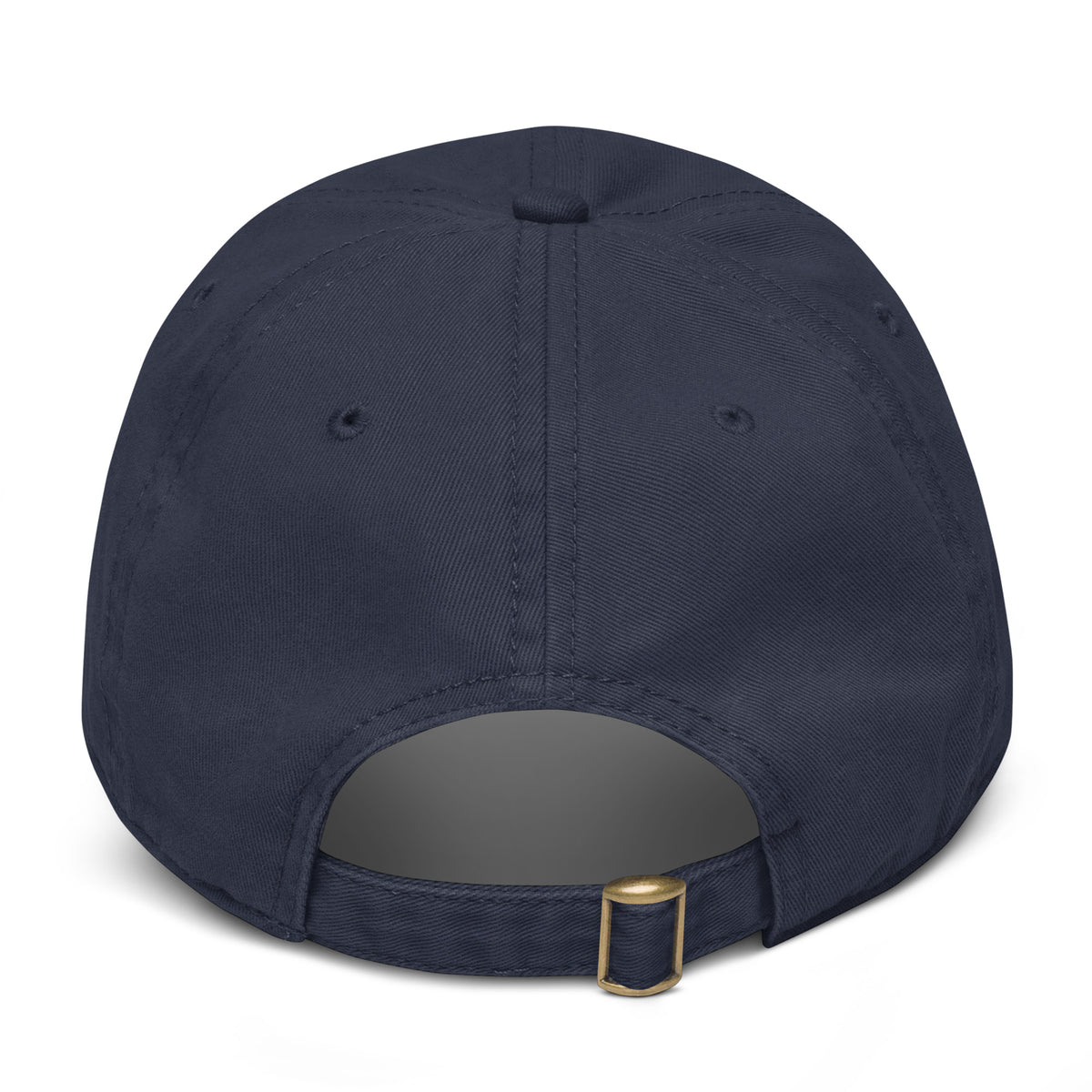 YA TOUR Garment Washed Cap – Navy, back view with adjustable strap