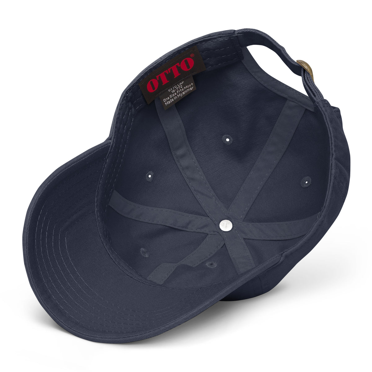 YA TOUR Garment Washed Cap – Navy, fabric and construction detail