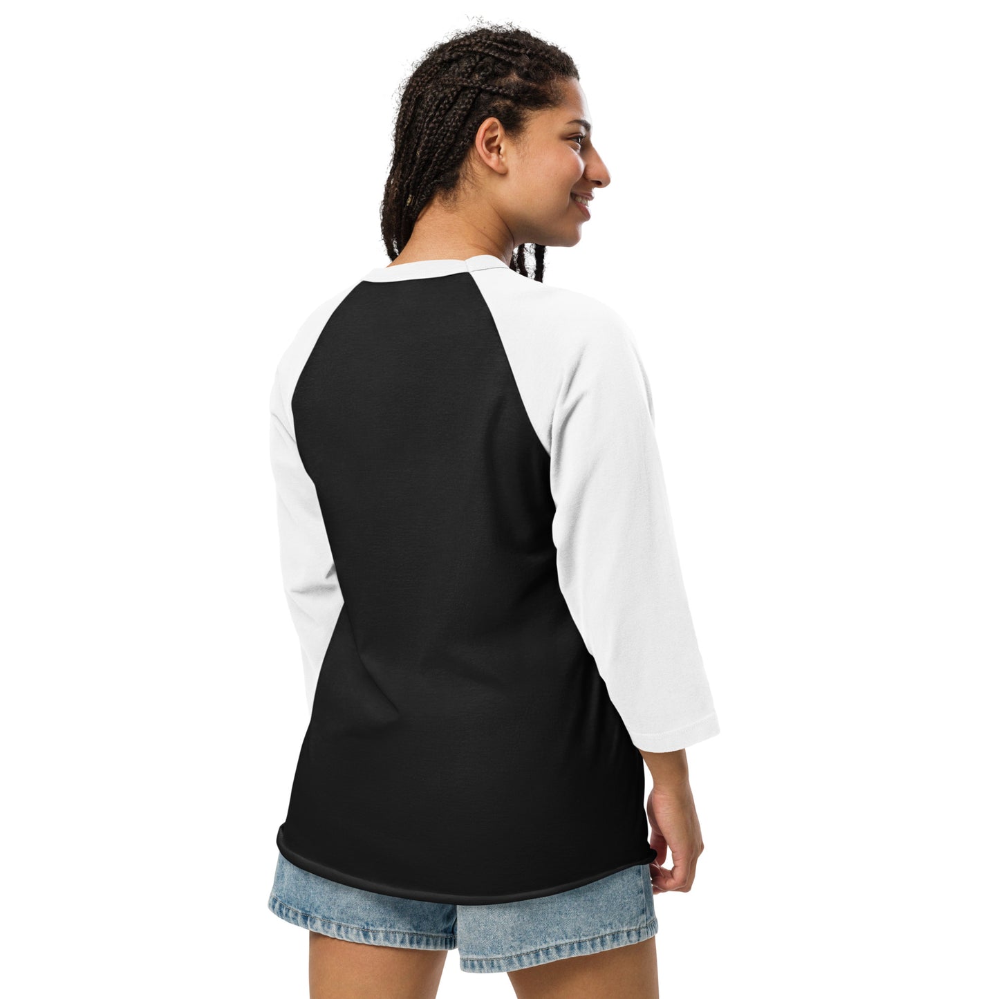 YA TOUR Women's 3/4 Sleeve Raglan Shirt black back view