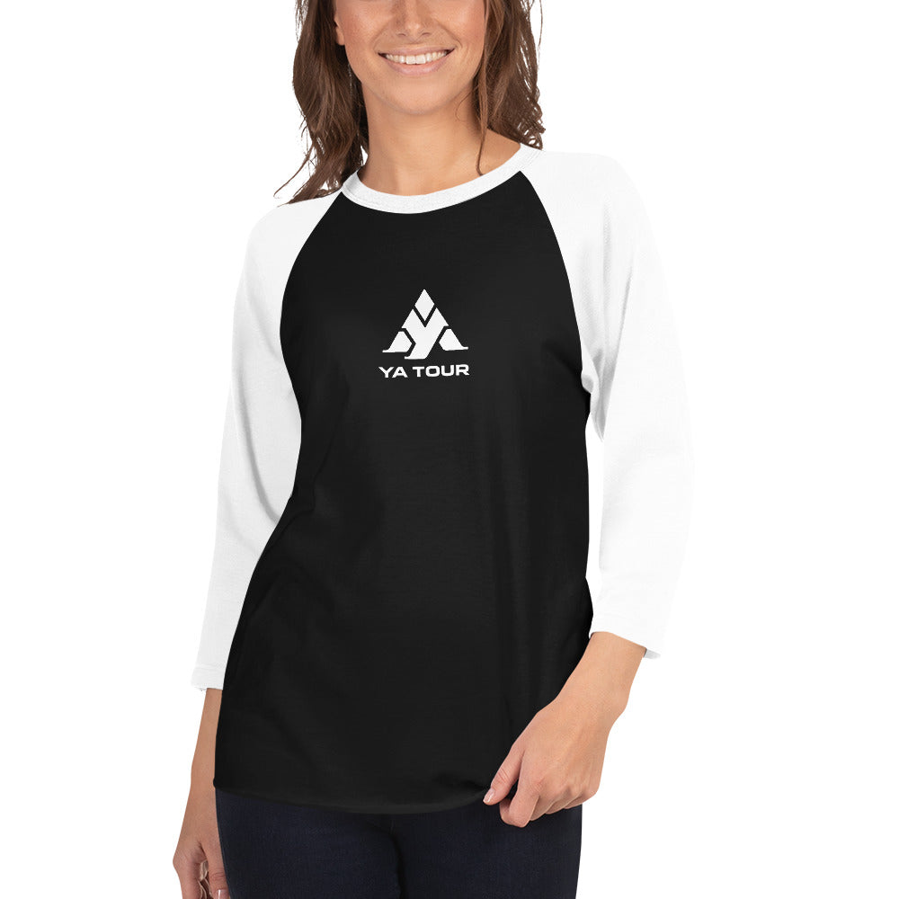 YA TOUR Women's 3/4 Sleeve Raglan Shirt black front view