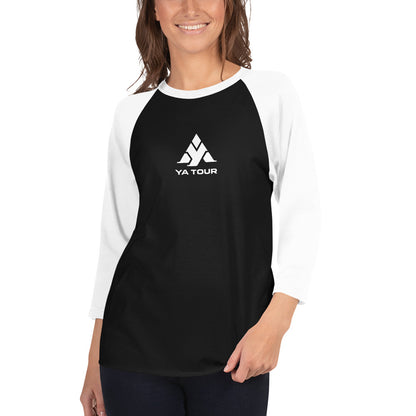 YA TOUR Women's 3/4 Sleeve Raglan Shirt black front view